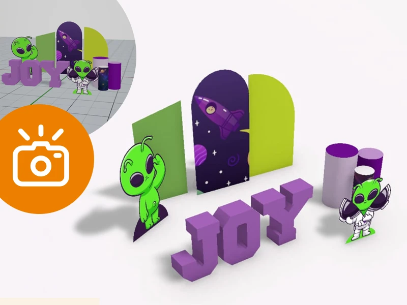 Concepto final de fiesta en 3D creado con BYP3D